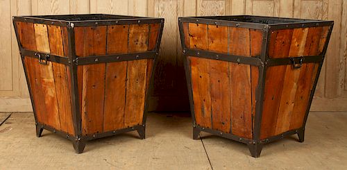 PAIR IRON GARDEN PLANTERS TWIN