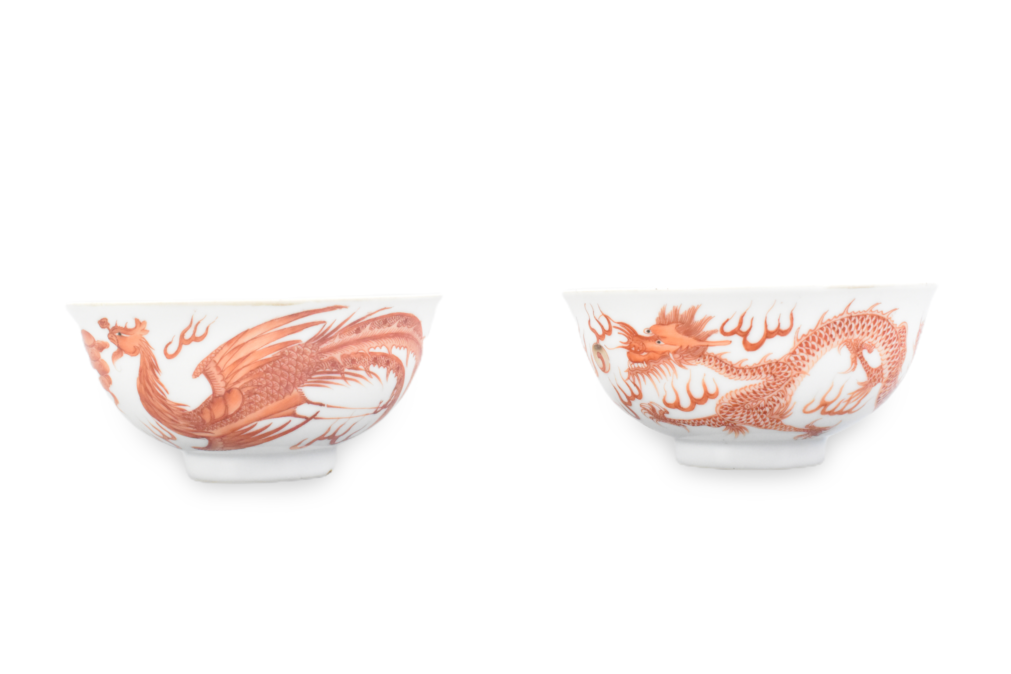 PAIR IRON RED DRAGON & PHOENIX