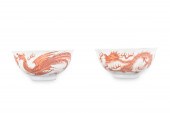 PAIR IRON RED DRAGON & PHOENIX