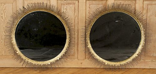 PAIR IRON SUNBURST MIRRORS MANNER