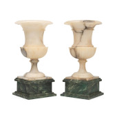 PAIR ITALIAN ALABASTER URNS ON