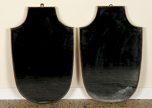 PAIR ITALIAN BRASS SHIELD FORM