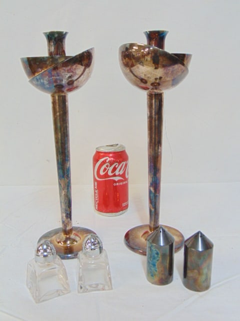 PAIR ITALIAN CANDLE HOLDERS &