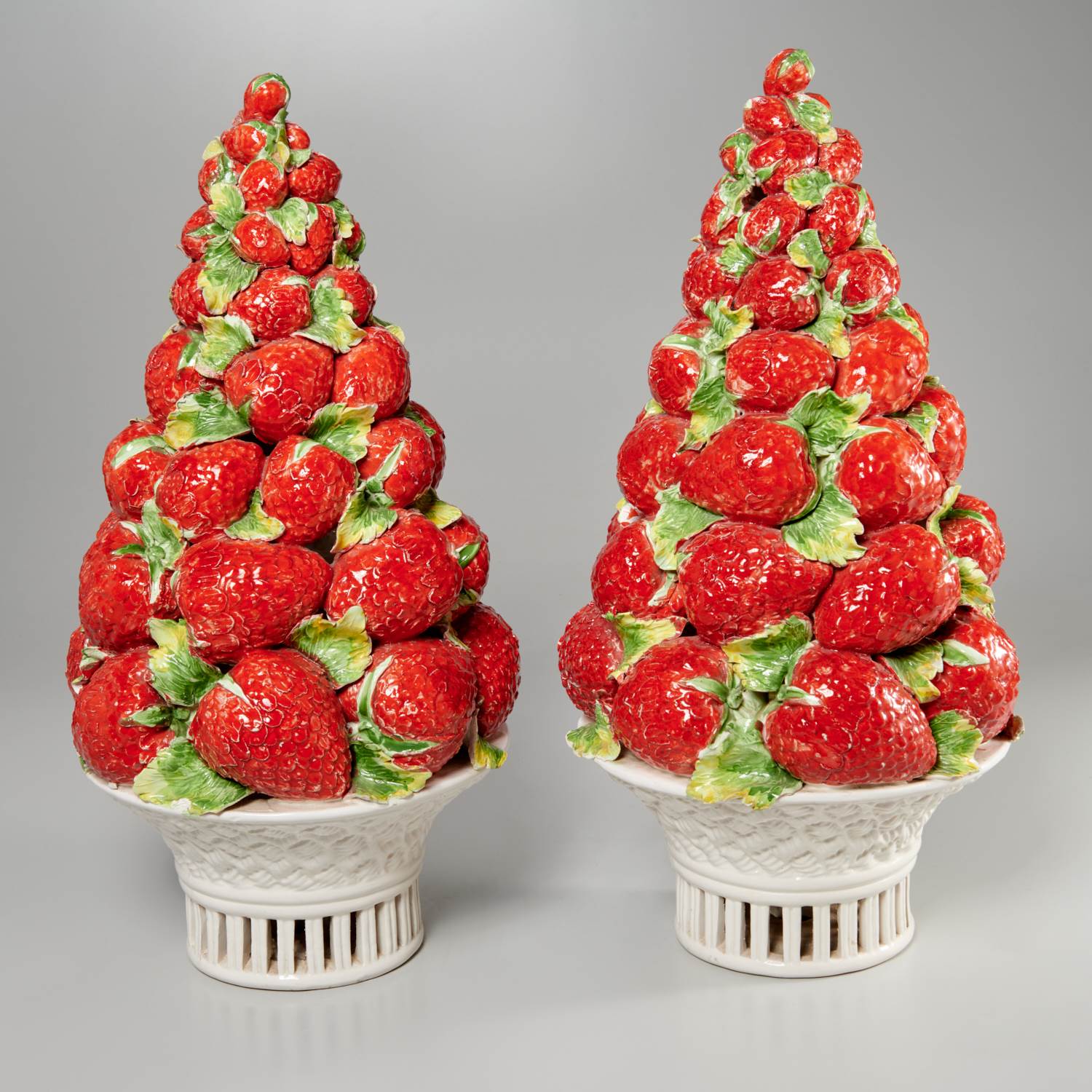 PAIR ITALIAN CERAMIC STRAWBERRY
