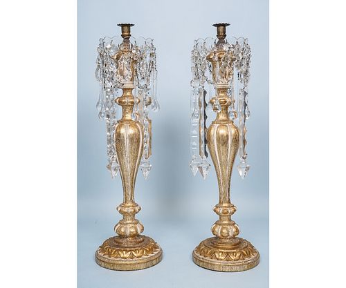 PAIR ITALIAN GILTWOOD &AMP; CRYSTAL