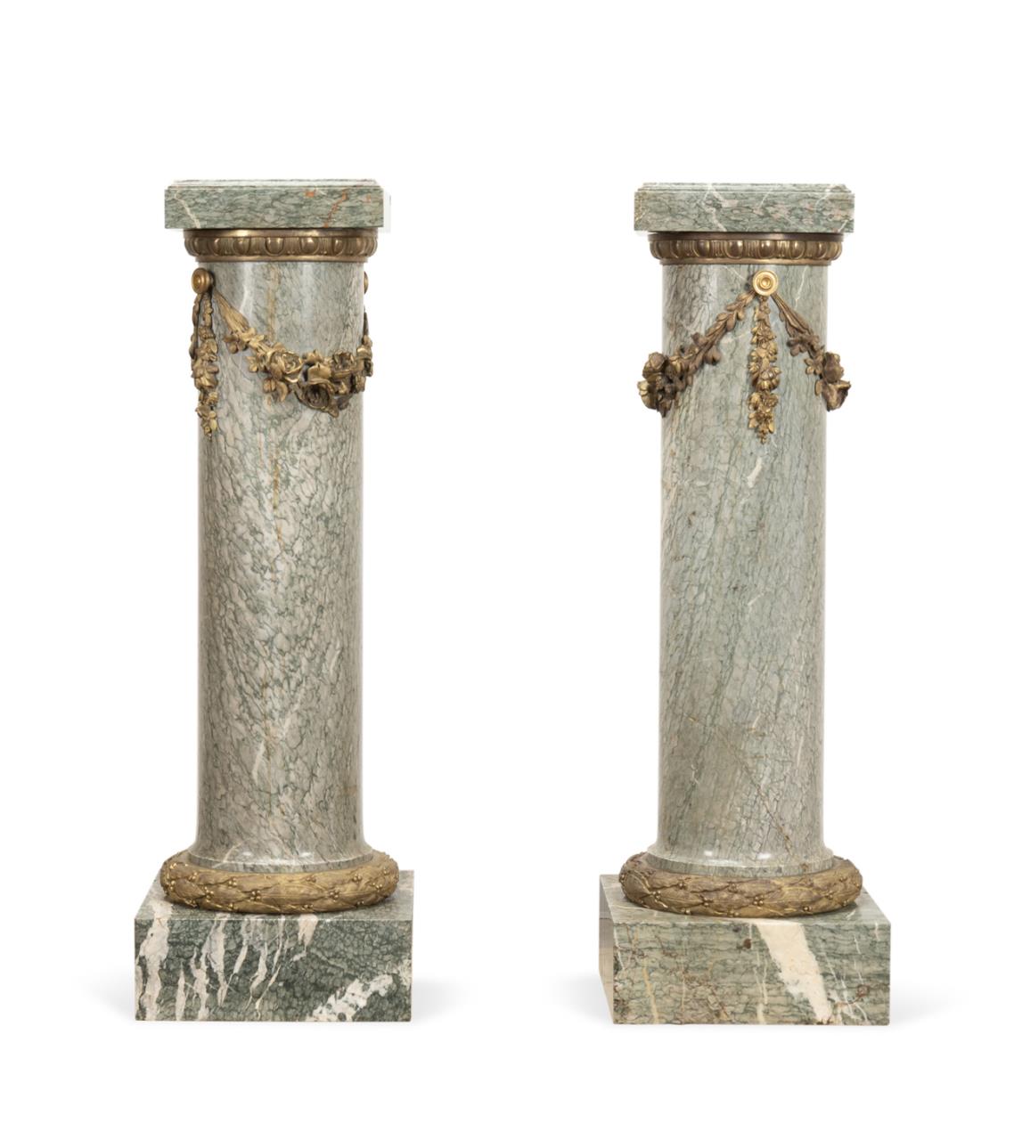 PAIR ITALIAN GREEN MARBLE & GILT
