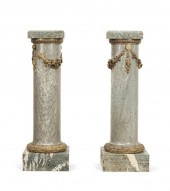 PAIR ITALIAN GREEN MARBLE & GI