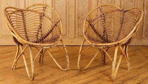 PAIR ITALIAN HEART SHAPED RATTAN