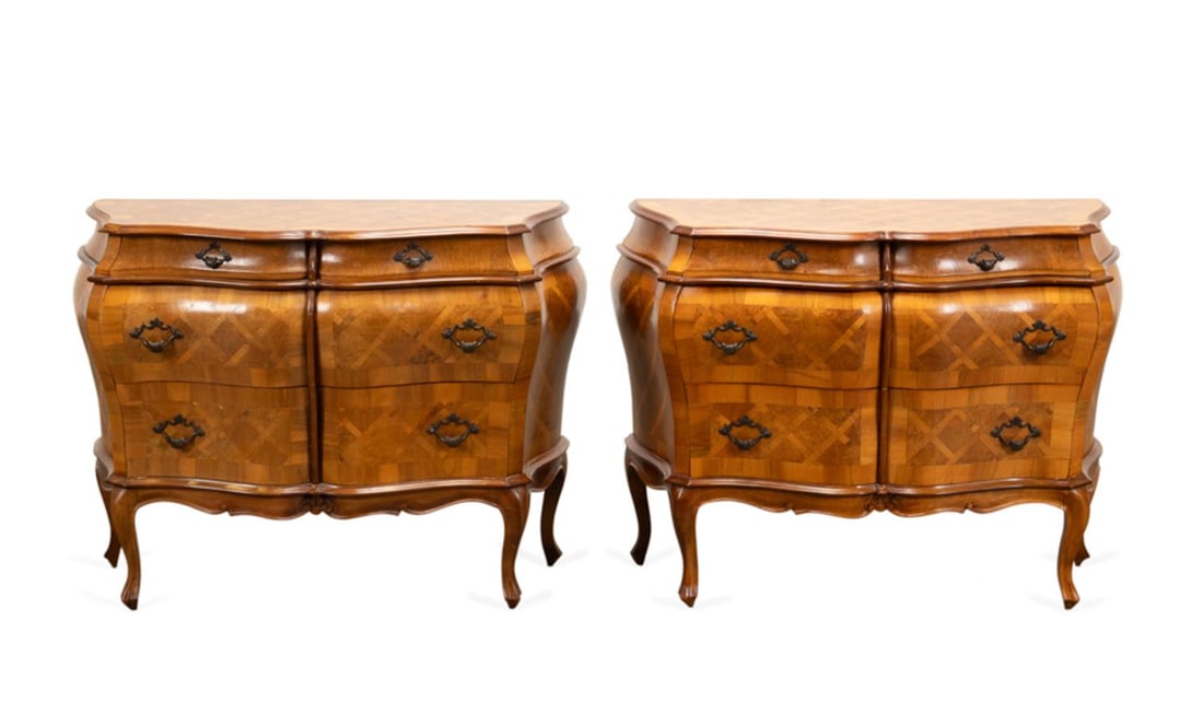 PAIR, ITALIAN PARQUETRY WALNUT