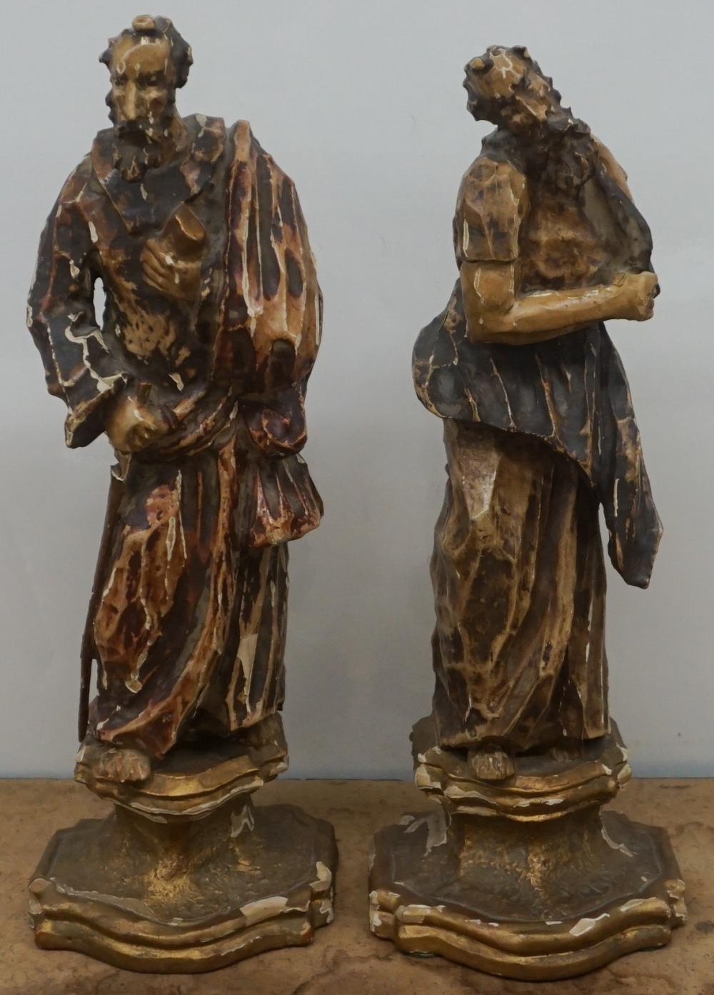 PAIR ITALIAN PARTIAL GILT WOOD