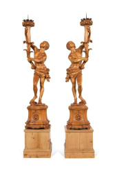 PAIR ITALIAN PINE BLACKAMOOR F