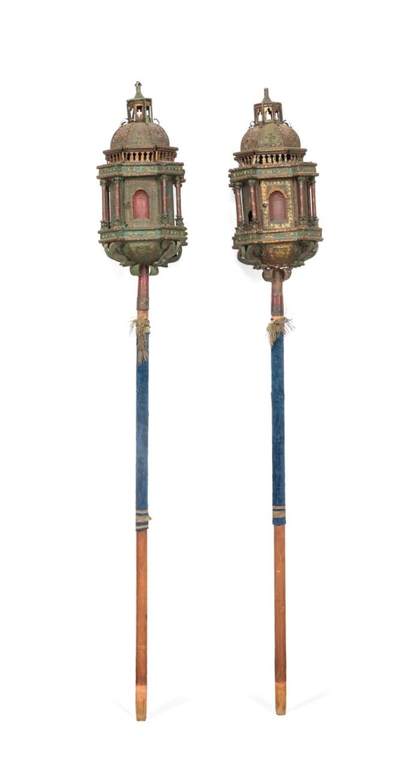 PAIR ITALIAN POLYCHROME GONDOLA