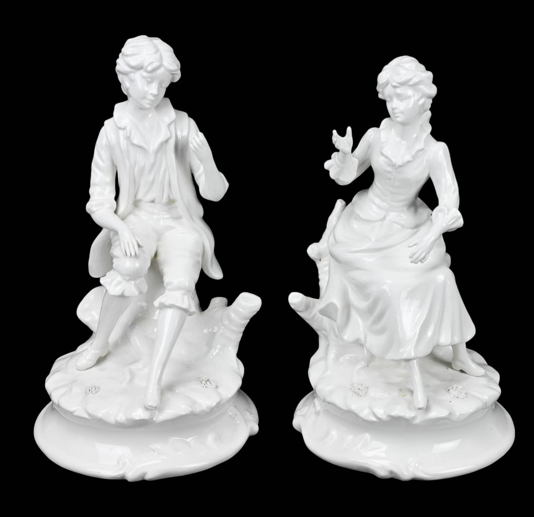 PAIR ITALIAN PORCELAIN BLANC DE