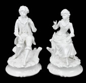 PAIR ITALIAN PORCELAIN BLANC D