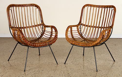 PAIR ITALIAN RATTAN CHAIRS MANNER