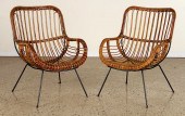 PAIR ITALIAN RATTAN CHAIRS MAN