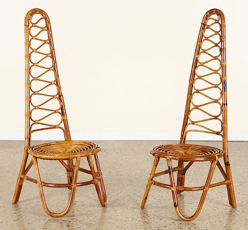 PAIR ITALIAN RATTAN CHAIRS S-FORM