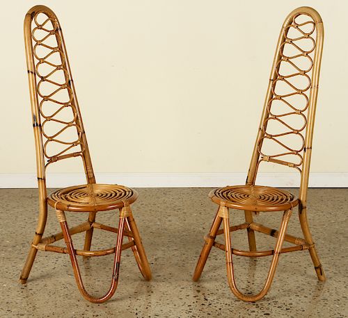 PAIR ITALIAN RATTAN HIGH BACK