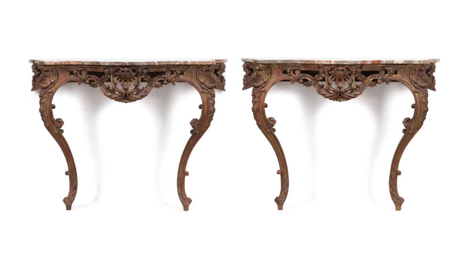 PAIR ITALIAN ROCOCO STYLE MARBLE