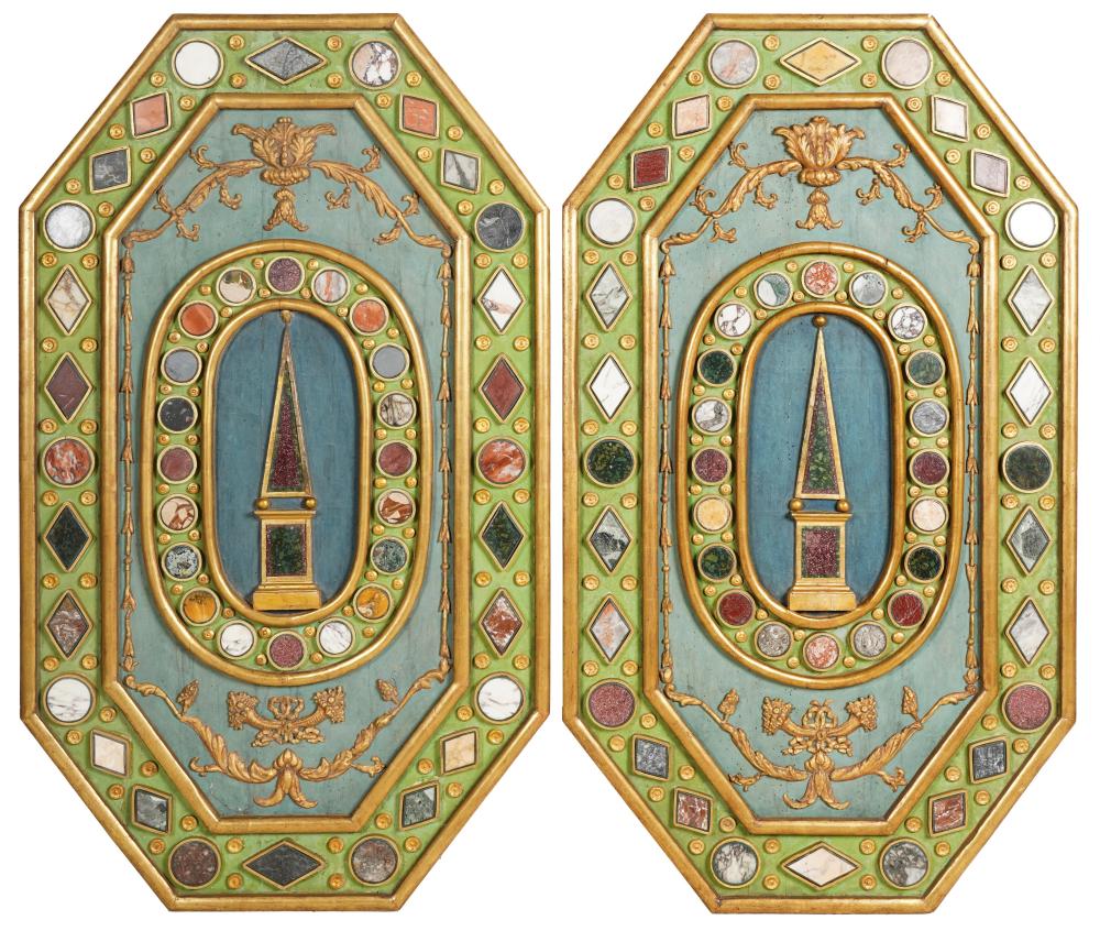 PAIR ITALIAN SPECIMEN MARBLE,