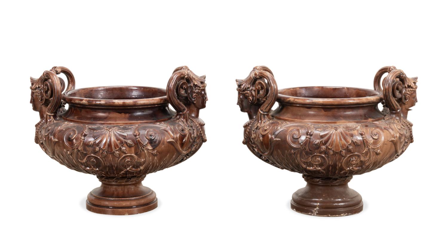 PAIR ITALIAN TERRACOTTA URN FORM