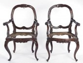 PAIR ITALIAN WALNUT ARMCHAIRS,