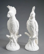 PAIR ITALIAN WHITE GLAZED PERC