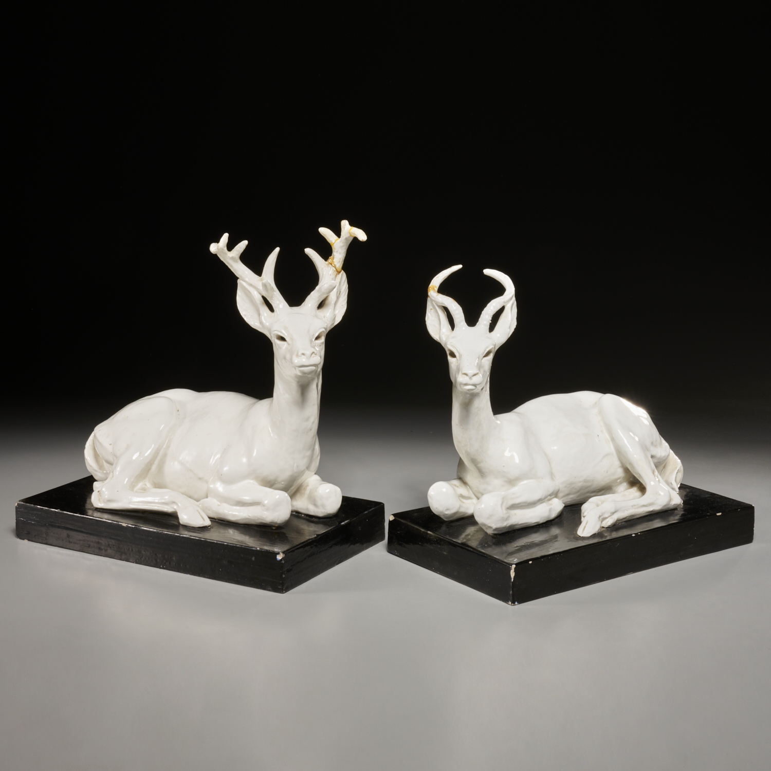 PAIR ITALIAN WHITE MAJOLICA