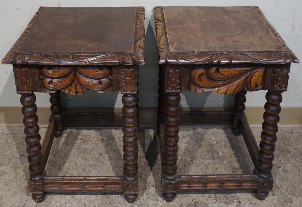 PAIR JACOBEAN STYLE OAK SIDE TABLES