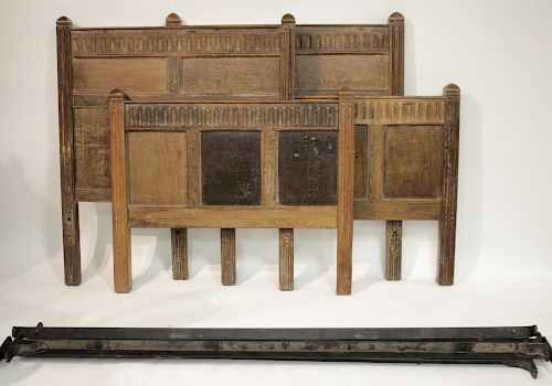 PAIR JACOBEAN-STYLE OAK TWIN