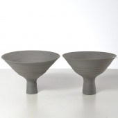 PAIR JAMES MAKINS GRAY CERAMIC