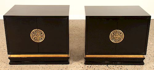 PAIR JAMES MONT STYLE END TABLES