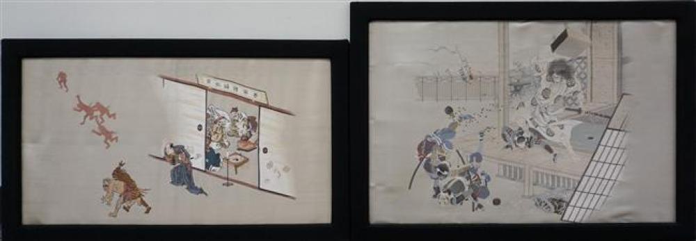 PAIR JAPANESE BROCADE SILK PANELS