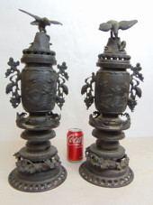 PAIR JAPANESE BRONZE DECORATIV
