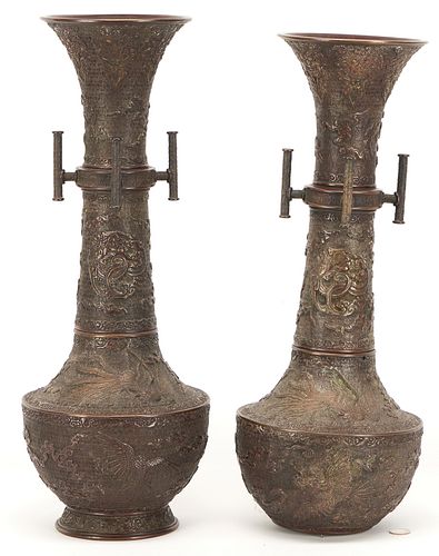 PAIR JAPANESE BRONZE FLOOR