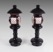 PAIR JAPANESE BRONZE LAMPS: Ja