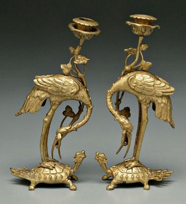 Pair Japanese bronze shokudai