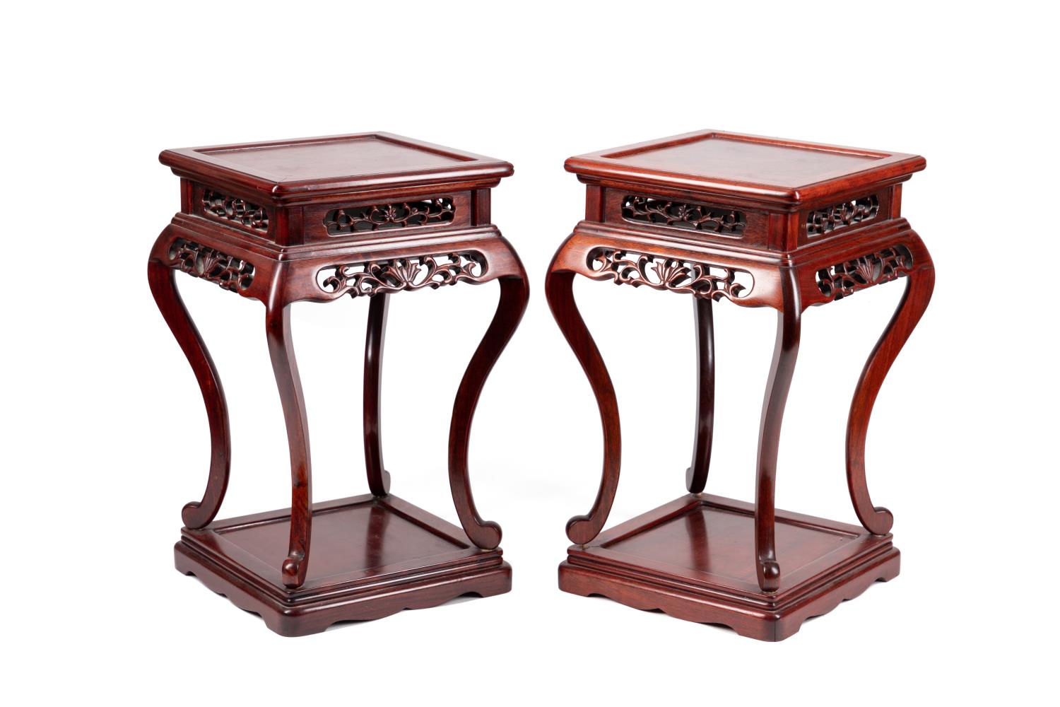 PAIR JAPANESE CARVED MAHOGANY