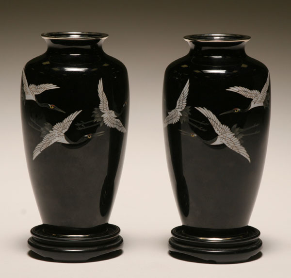 Pair Japanese cloisonne enamel