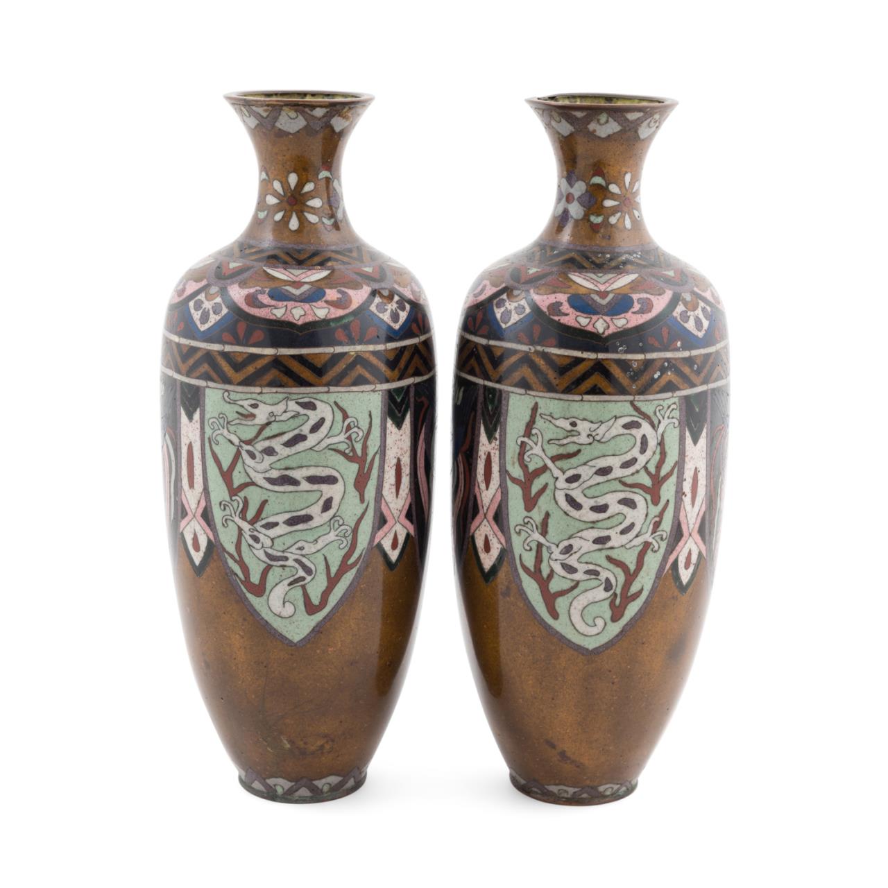 PAIR JAPANESE CLOISONNE PHOENIX &