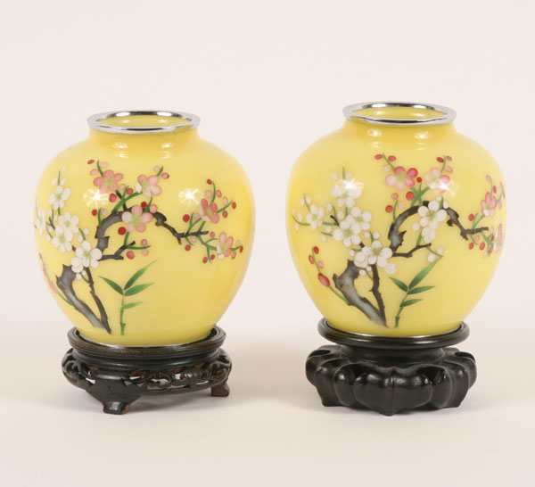 Pair Japanese cloisonne vases on