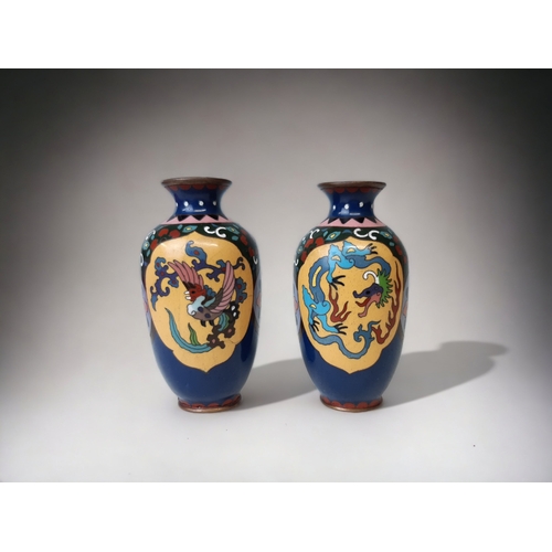 PAIR JAPANESE CLOISONNE VASES.MEIJI