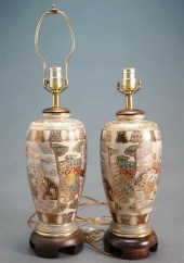 PAIR JAPANESE EARTHENWARE VASE