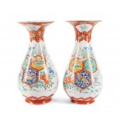PAIR JAPANESE FUKAGAWA VASES,