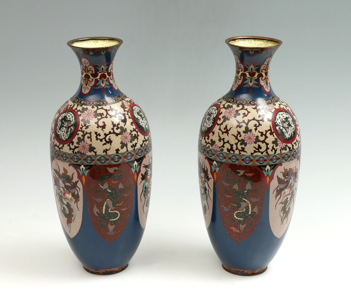 PAIR JAPANESE GINBARI CLOISONNE