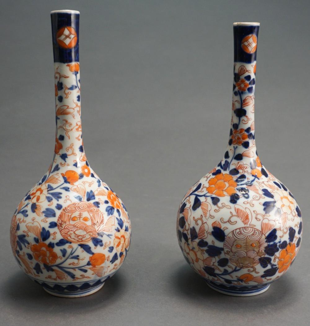 PAIR JAPANESE IMARI BOTTLE VASES,