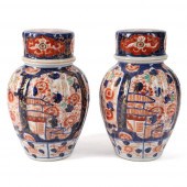 PAIR JAPANESE IMARI LIDDED JAR