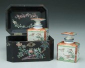 Pair Japanese Imari tea canist