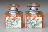 Pair Japanese imari tea canist