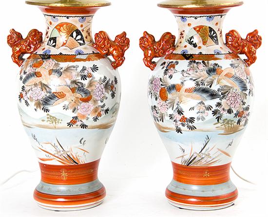 Pair Japanese Kutani porcelain